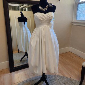 Sz 2/4 light ivory taffeta high low ballgown bridal/reception dress w/ pockets